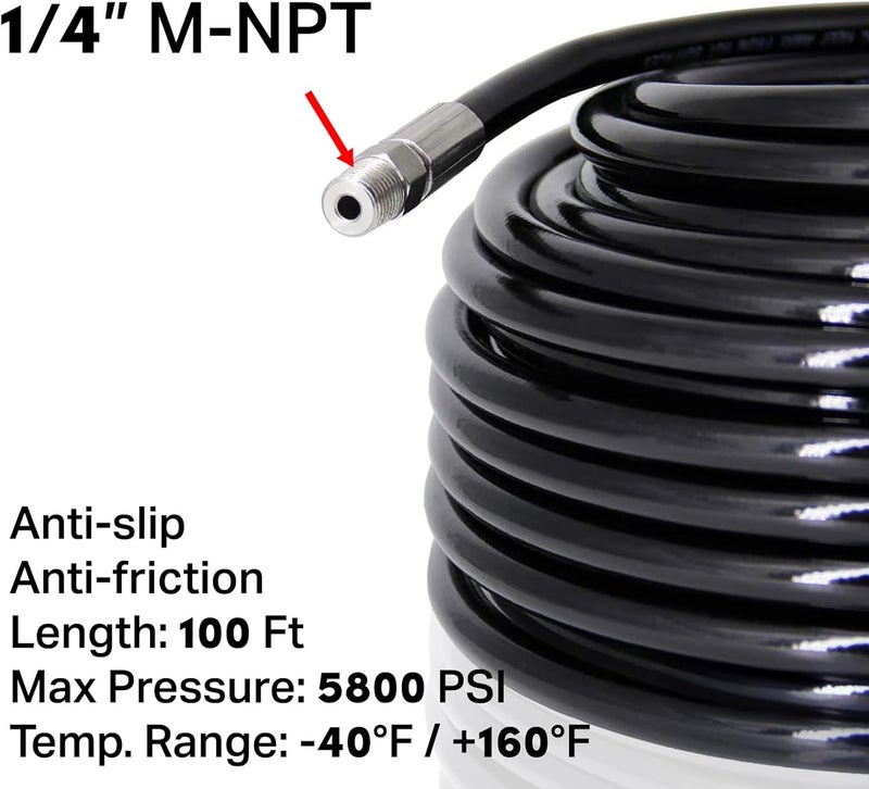 Twinkle Star Sewer Jetter Kit for Pressure Washer -100 ft Hose, 1/4 Inch NPT, Drain Cleaning Hose, Button Nose & Rotating Sewer Jetting Nozzle, Orifice 4.0, 4.5, 5.5, 5800 PSI - Image 3